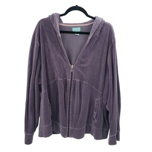 Tangerine Purple Crushed Velvet Jacket Womens 3x 1/2 Zip Pockets Stretch Gym